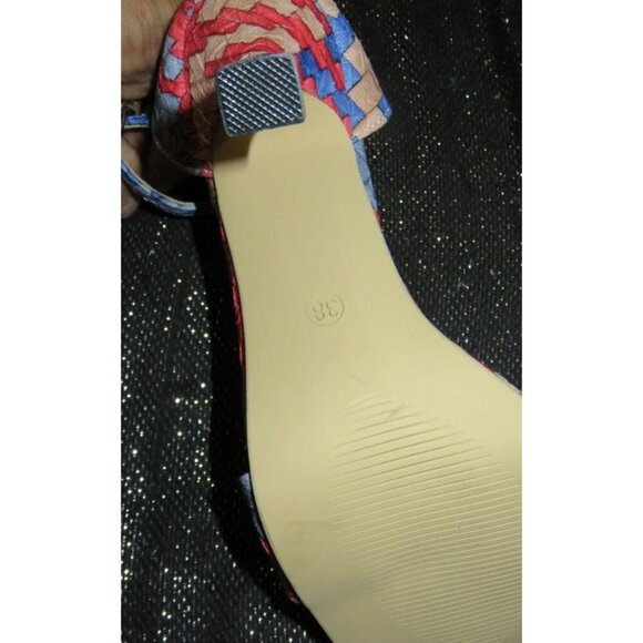 JUSTFAB Braided Vegan Leather Ankle Strap Stiletto Heeled Sandals size 38 US 8 - Picture 10 of 12